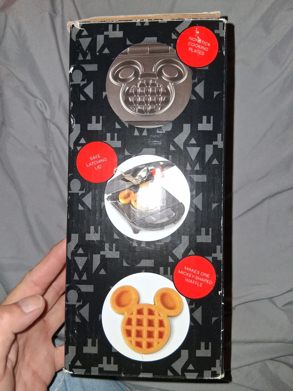 Disney Mickey Mouse Black Waffle Maker with Red Accent